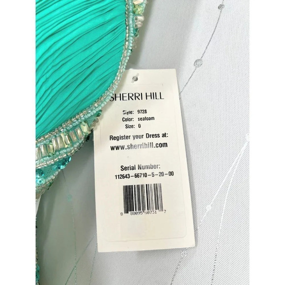 NWT Sherri Hill Seafoam Green 9728 Cutout Formal Gown $378 - Picture 6 of 13